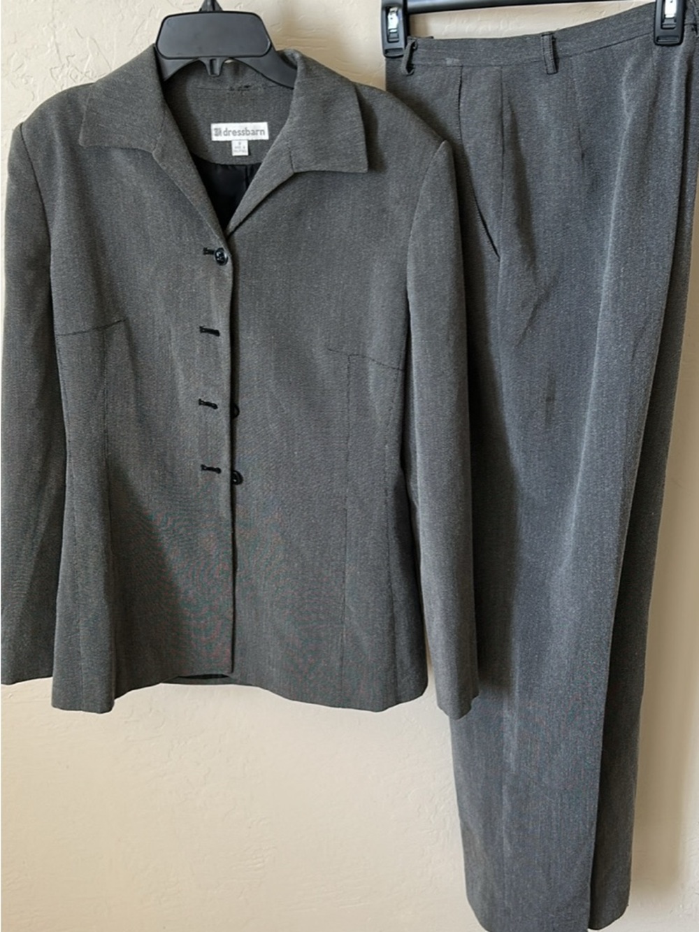 Vintage dressbarn Charcoal Gray Pinstripe Women's Two-Piece Pant Suit